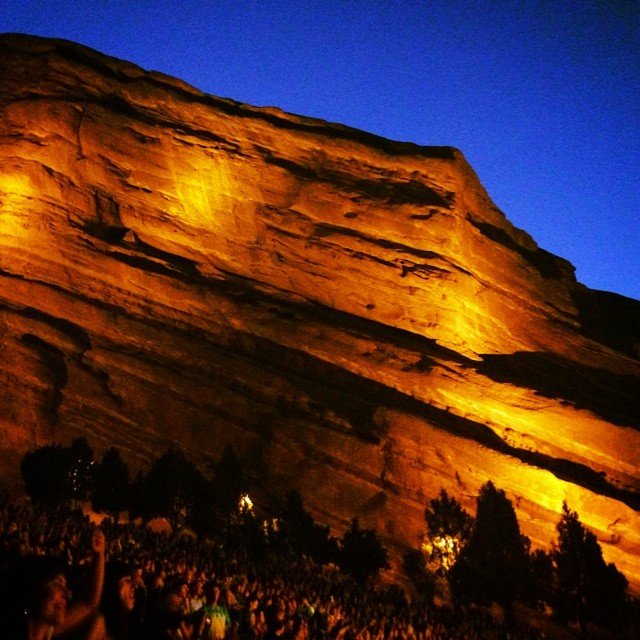one of the giant rocks at night