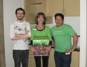 The Library's Minecraft planning & IT team: Gabe, Amy, & Victor.