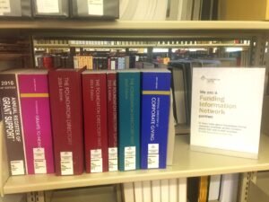 A selection of the many nonprofit resource books available at Old Town Library.