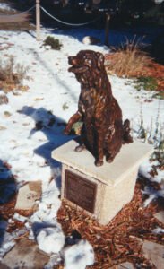 The memorial to Annie the railroad dog and Library mascot