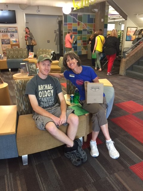 Children's Librarian Amy Holzworth and her son Ben