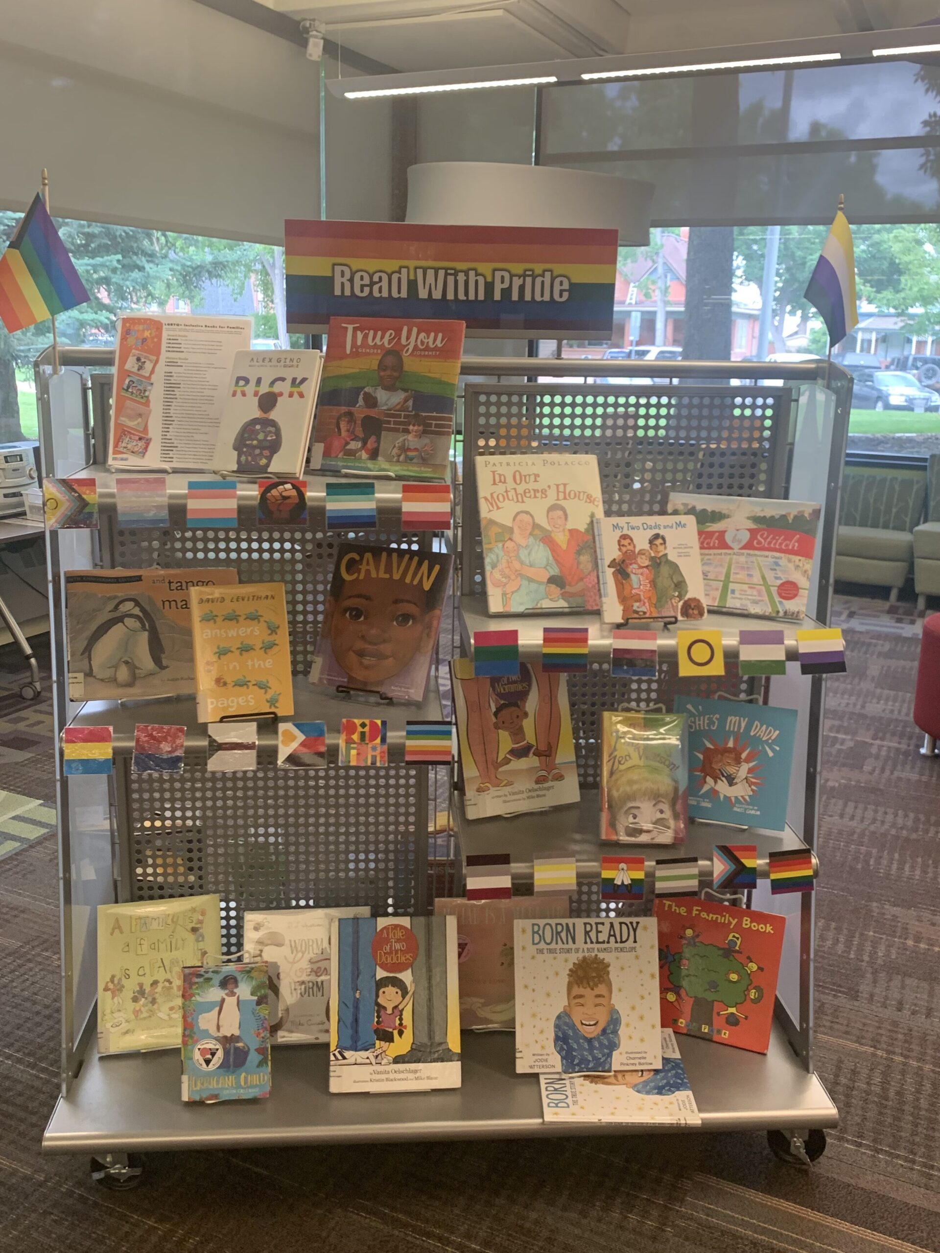 a children's pride month book in a library